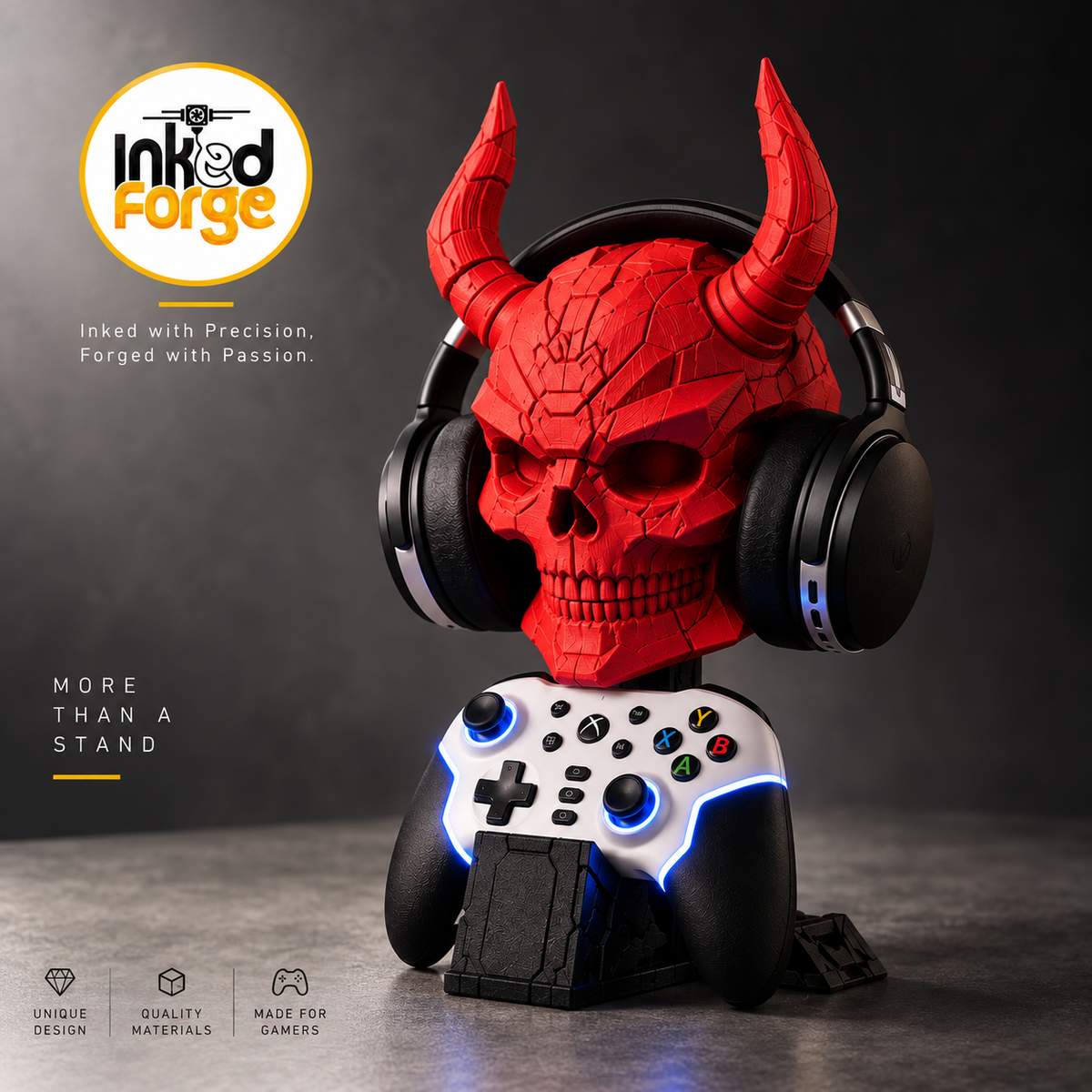 Cyber Skull Gaming Headset & Controller Stand