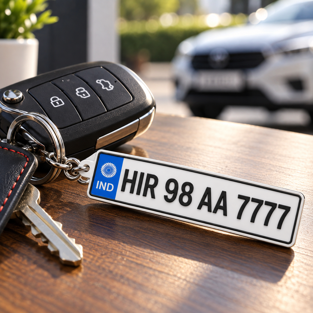 Custom Indian Number Plate Keychain – Personalized Car & Bike License Plate Keyring
