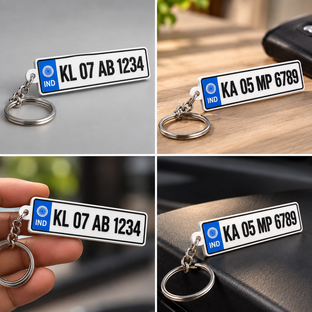 Custom Indian Number Plate Keychain – Personalized Car & Bike License Plate Keyring