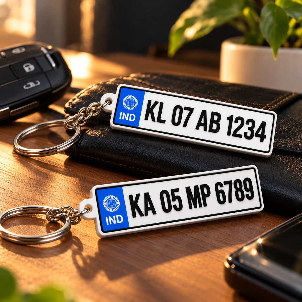 Custom Indian Number Plate Keychain – Personalized Car & Bike License Plate Keyring