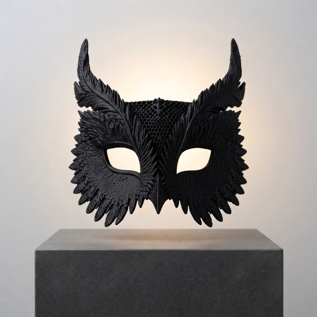 Wearable Owl Mask – Feathered Halloween Costume & Masquerade Eye Mask