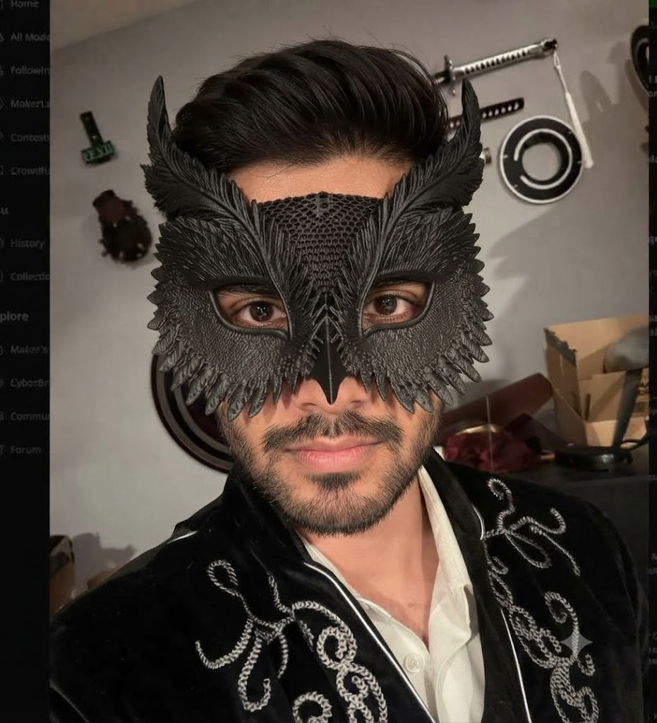 Wearable Owl Mask – Feathered Halloween Costume & Masquerade Eye Mask