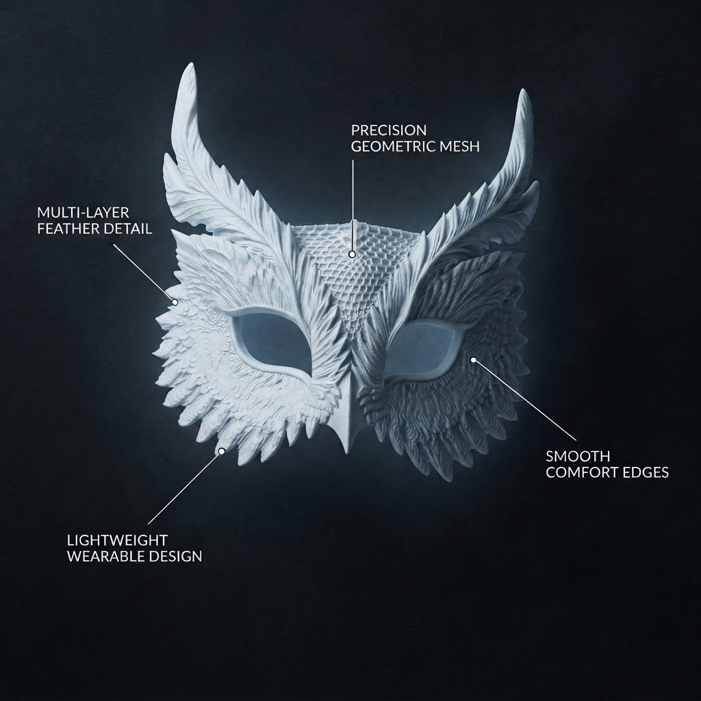 Wearable Owl Mask – Feathered Halloween Costume & Masquerade Eye Mask