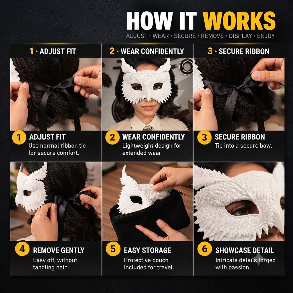 Wearable Owl Mask – Feathered Halloween Costume & Masquerade Eye Mask