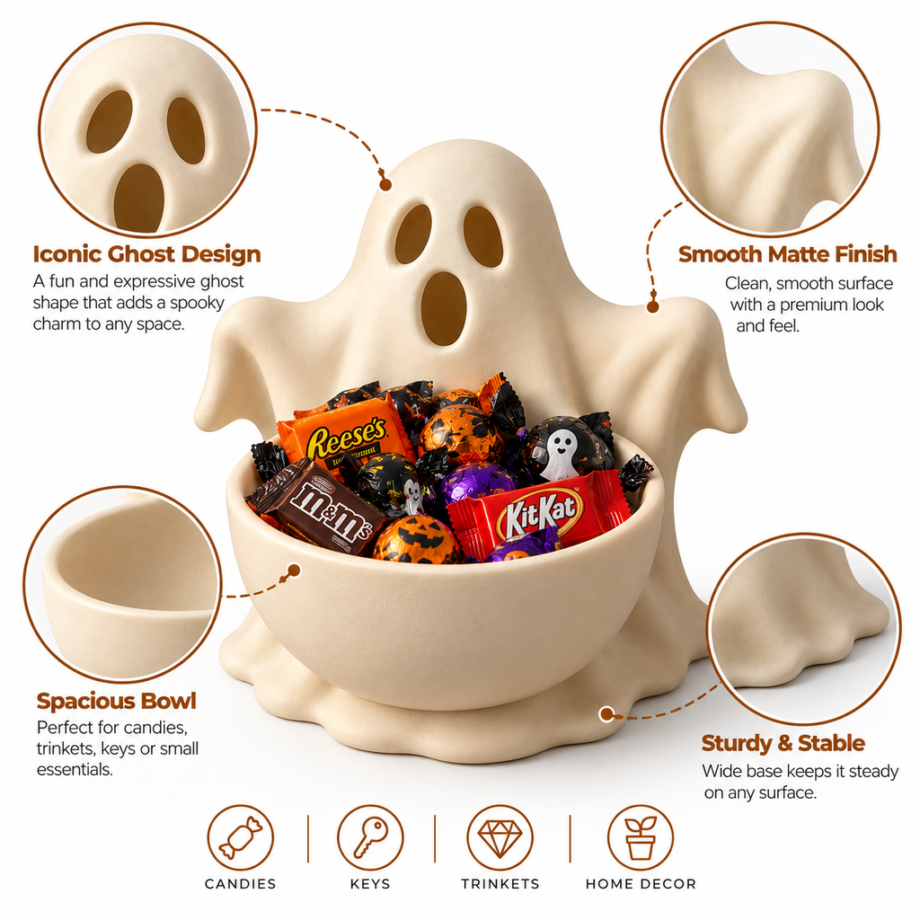 Spooky Ghost Catchall Bowl – Halloween Decor & Trinket Organiser
