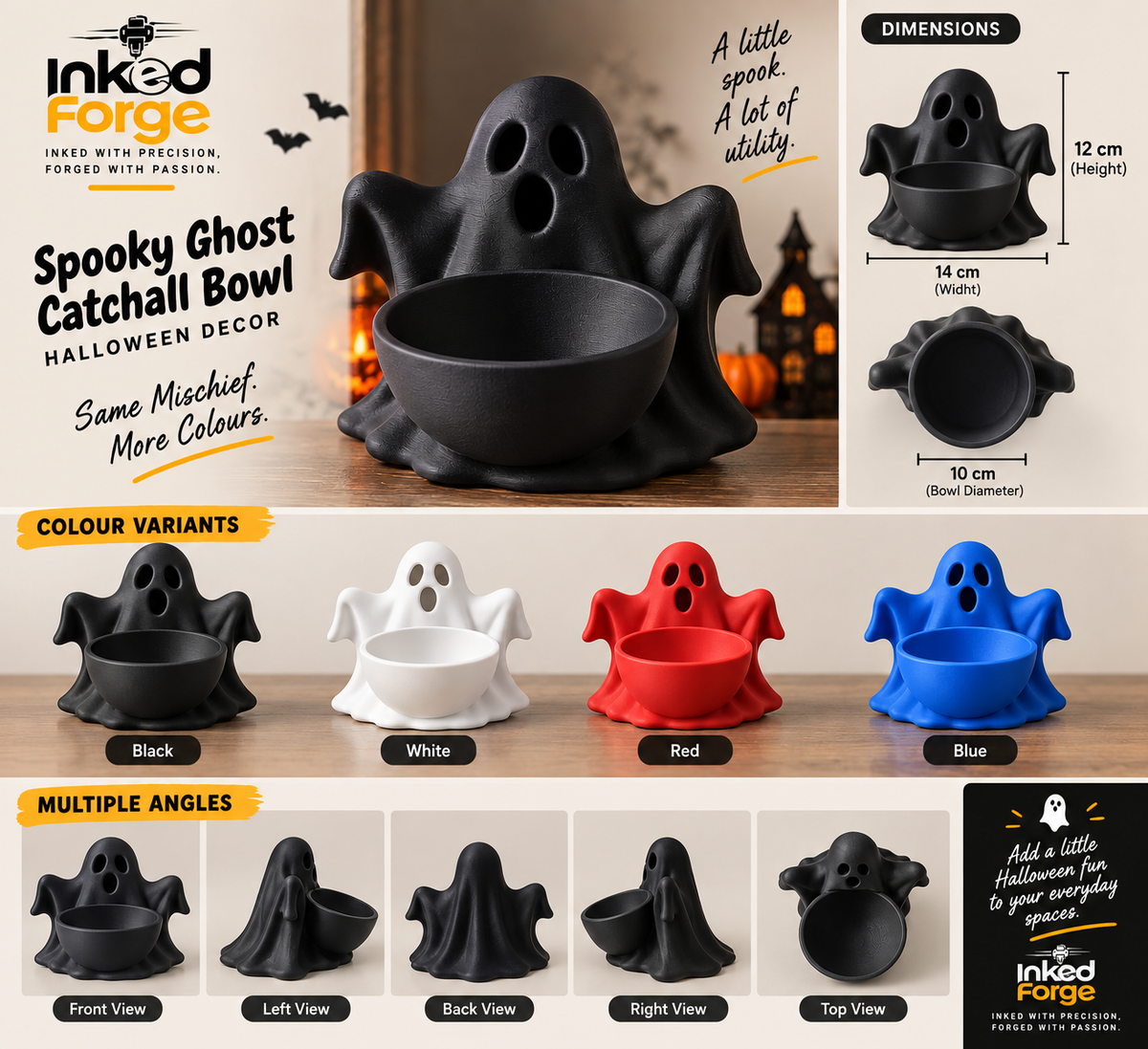 Spooky Ghost Catchall Bowl – Halloween Decor & Trinket Organiser