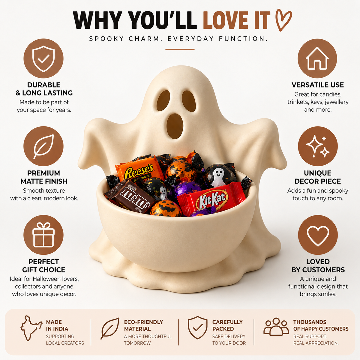 Spooky Ghost Catchall Bowl – Halloween Decor & Trinket Organiser
