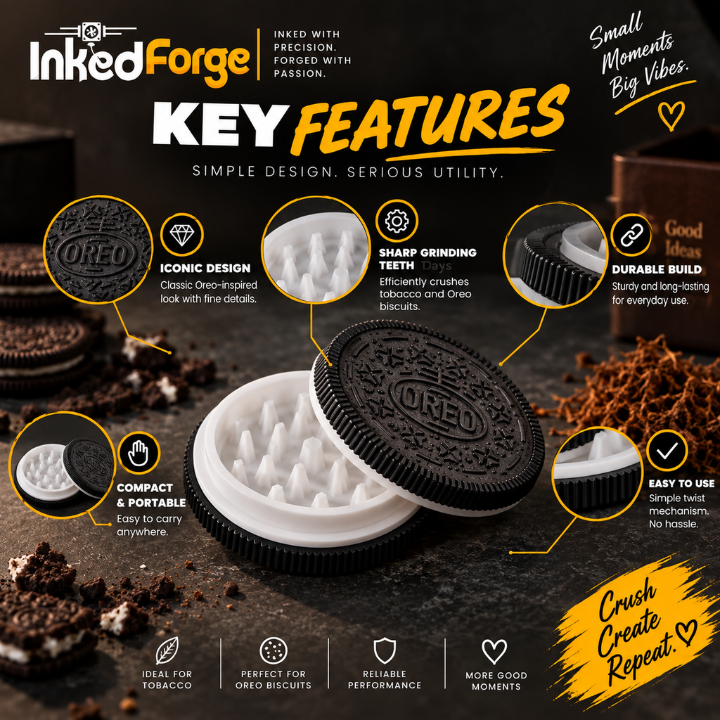 Oreo Shaped Grinder Crusher – Biscuit, Spice, Herb & Tobacco Grinder