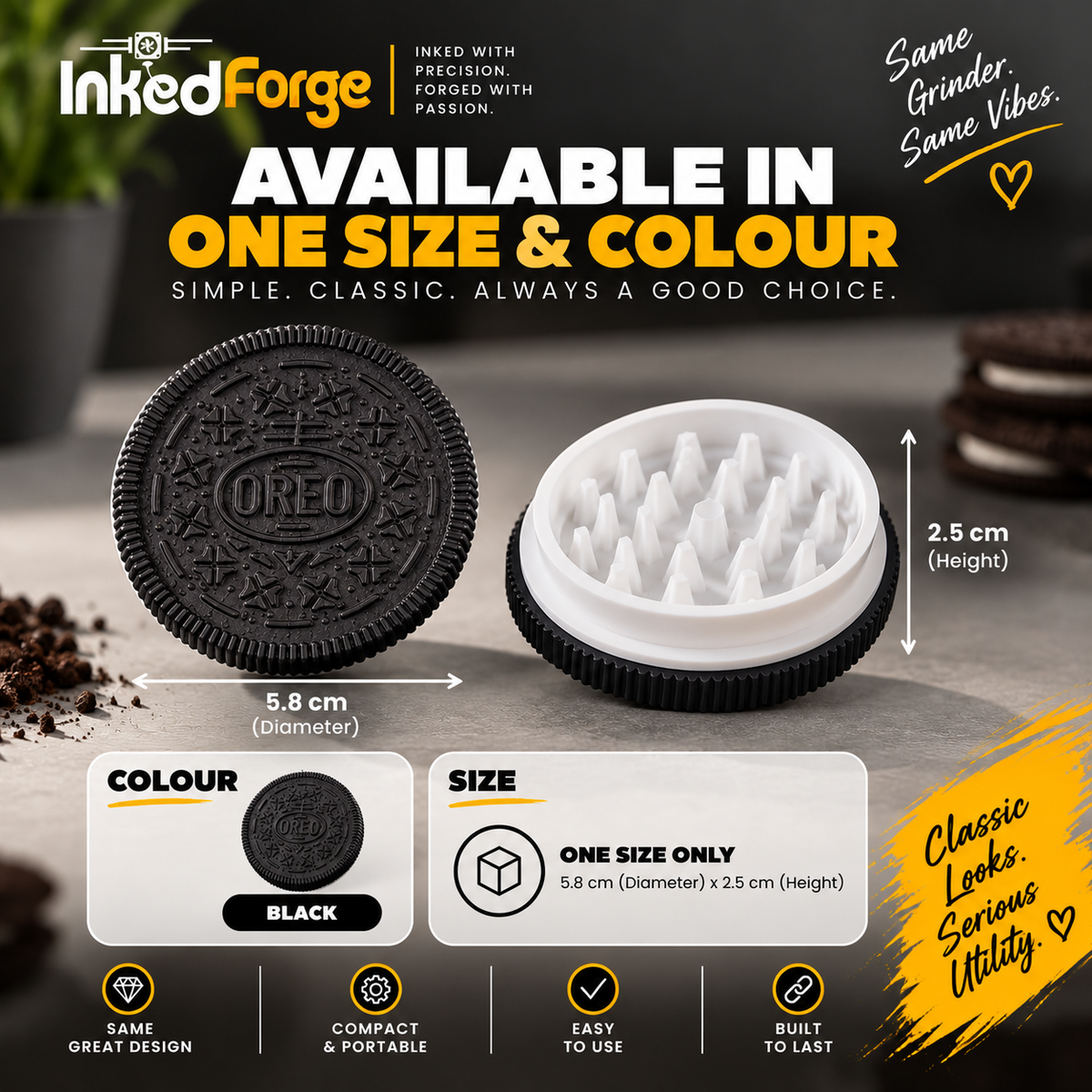 Oreo Shaped Grinder Crusher – Biscuit, Spice, Herb & Tobacco Grinder
