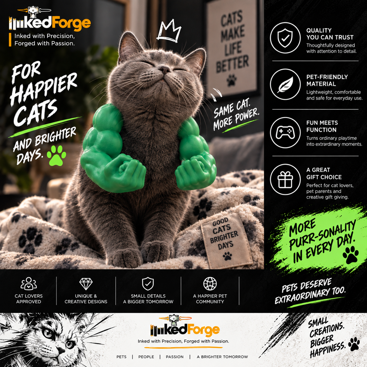 Hulk Arms Cat – Superhero-Inspired Cat Accessory