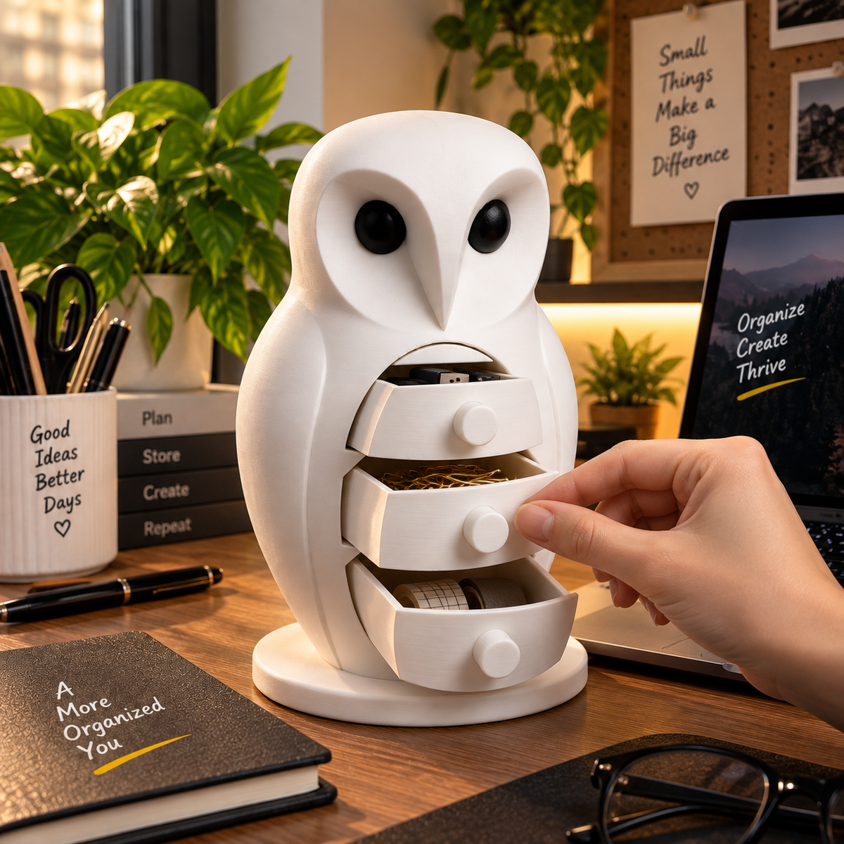 Owl Jewellery & Accessories Organizer – 3 Drawer Desktop Storage