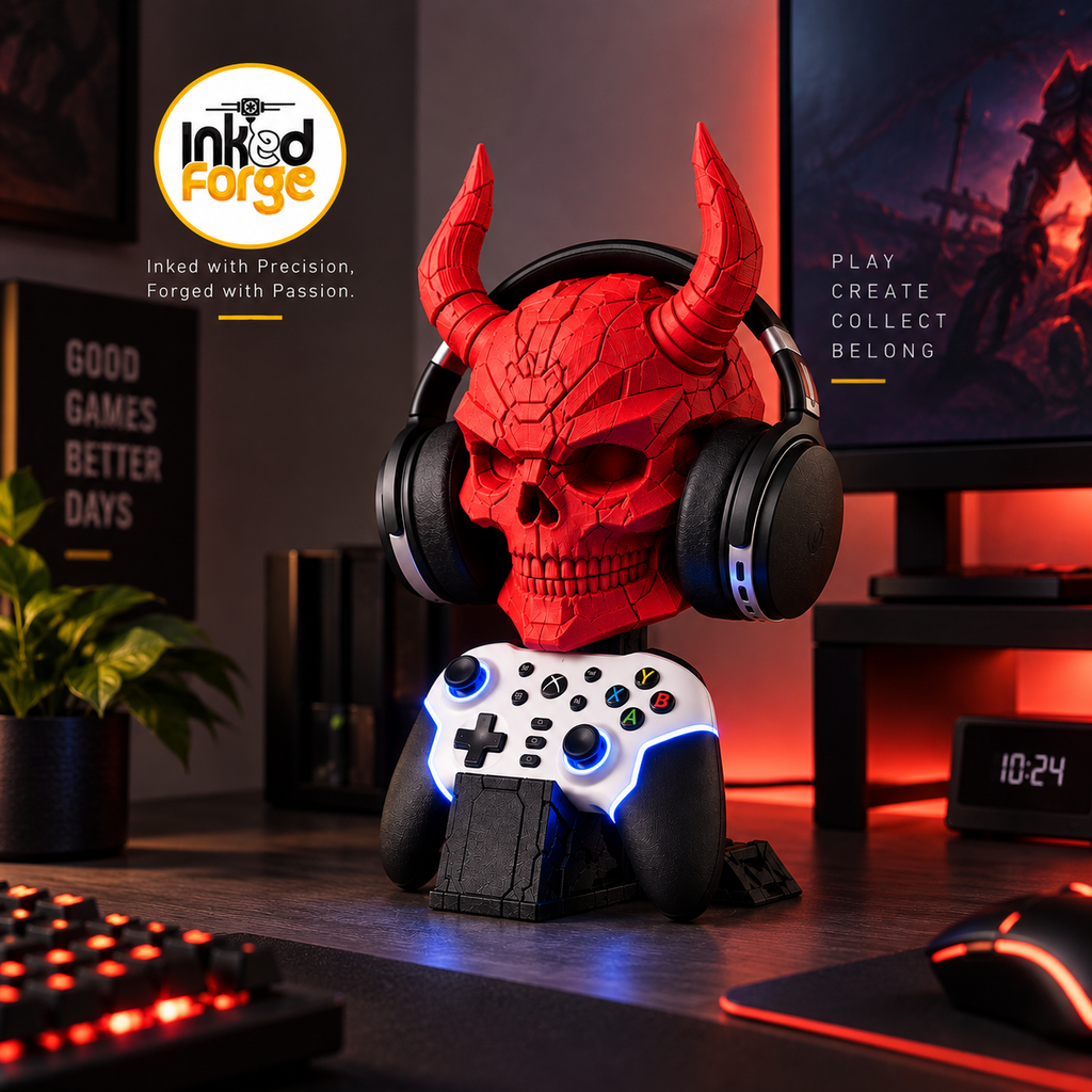 Cyber Skull Gaming Headset & Controller Stand