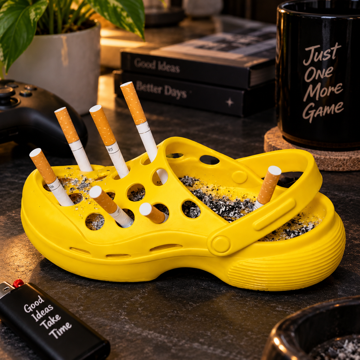 Croc Ash Tray with Cigarette Holder – Fun Shoe-Shaped Smoking Accessory