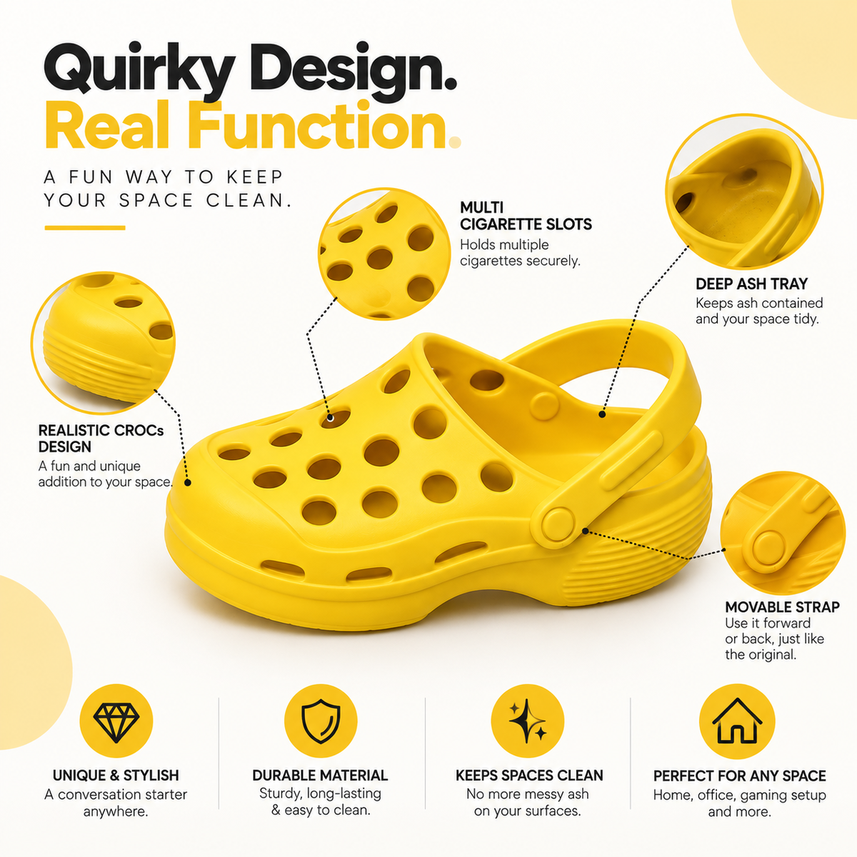 Croc Ash Tray with Cigarette Holder – Fun Shoe-Shaped Smoking Accessory