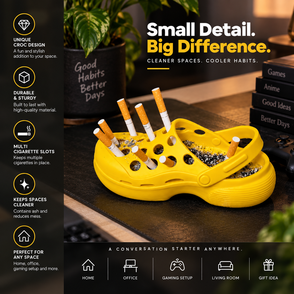 Croc Ash Tray with Cigarette Holder – Fun Shoe-Shaped Smoking Accessory
