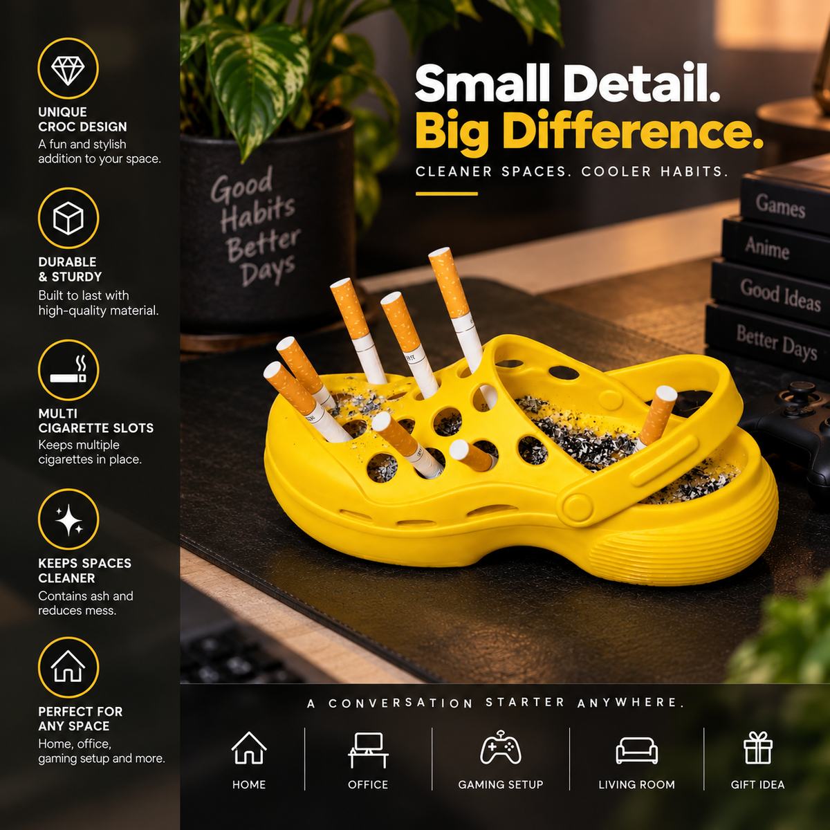 Croc Ash Tray with Cigarette Holder – Fun Shoe-Shaped Smoking Accessory