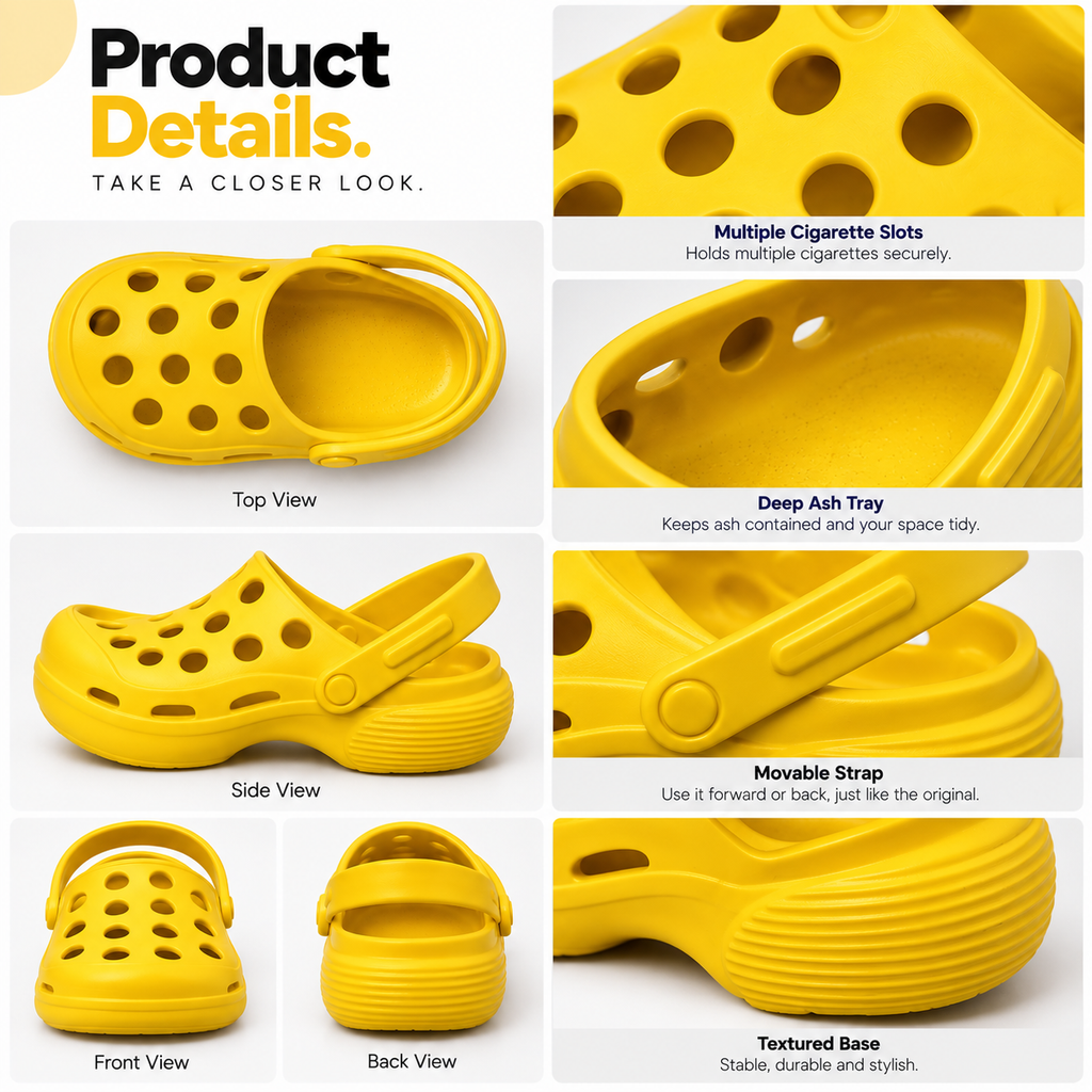 Croc Ash Tray with Cigarette Holder – Fun Shoe-Shaped Smoking Accessory