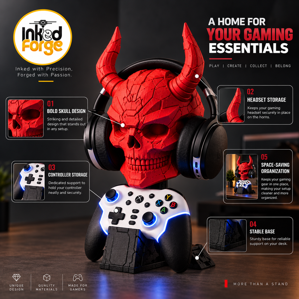 Cyber Skull Gaming Headset & Controller Stand