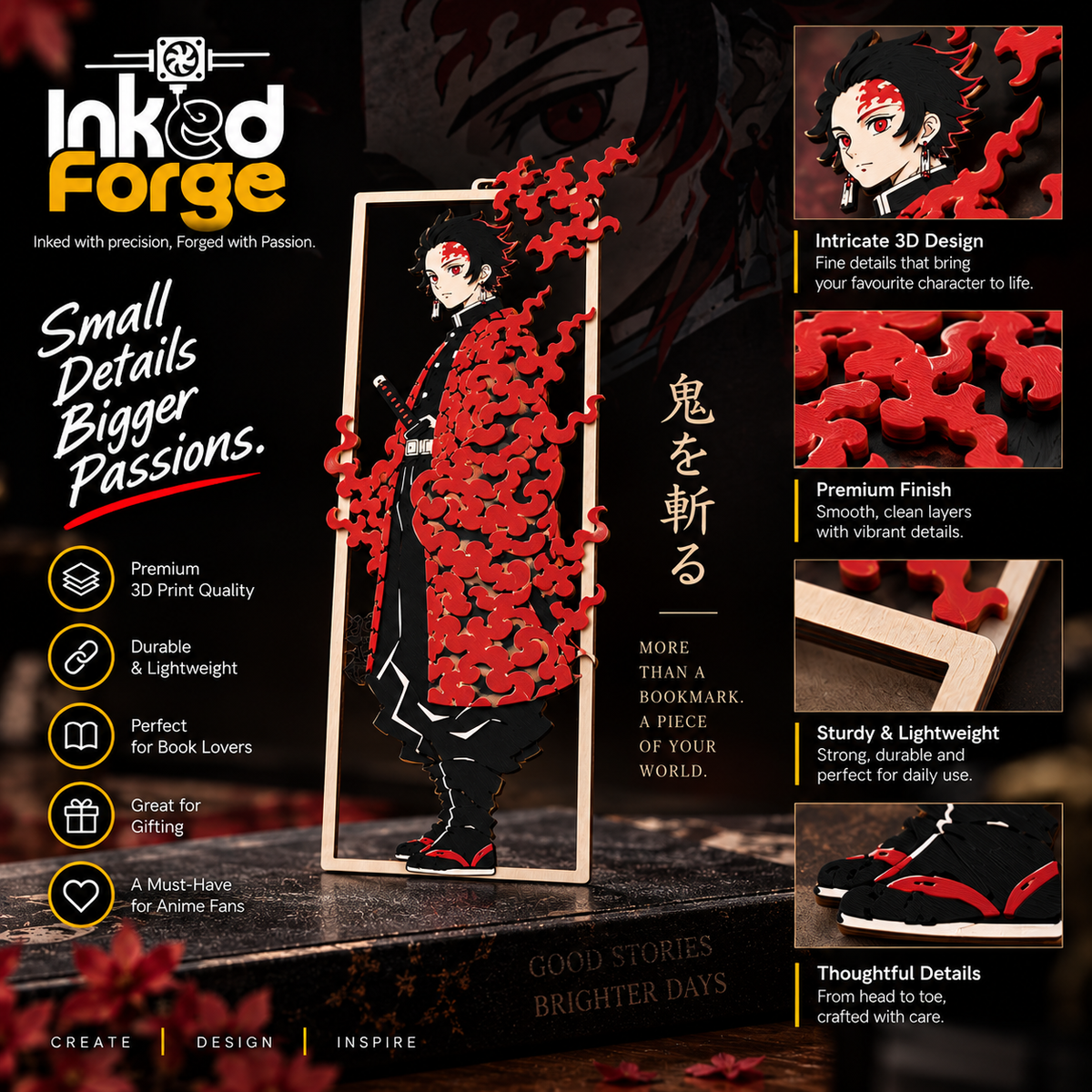 Demon Slayer Tanjiro Framed Bookmark – Anime & Manga Page Marker