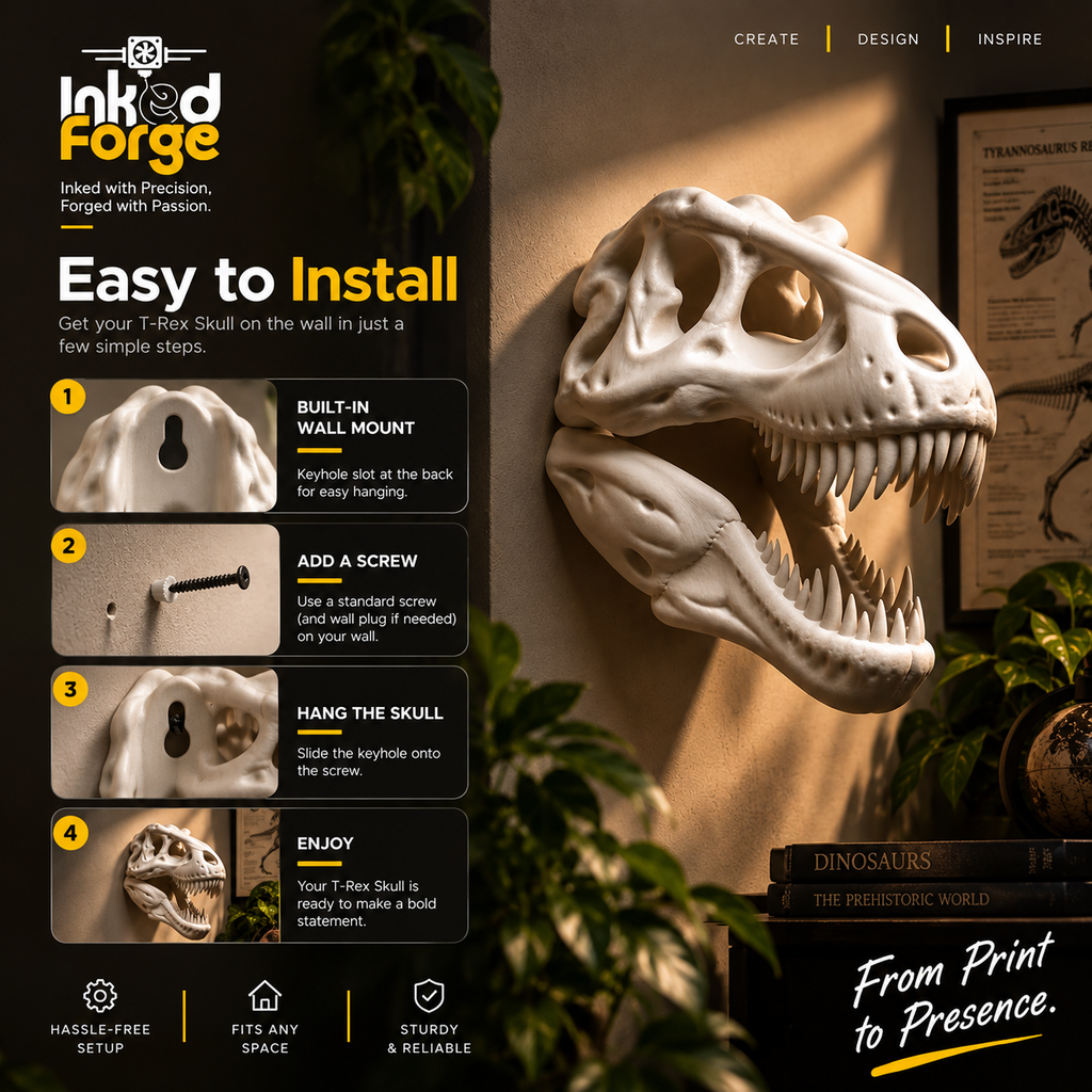 T-Rex Head Skull Wall Art – Tyrannosaurus Rex Dinosaur Wall Décor