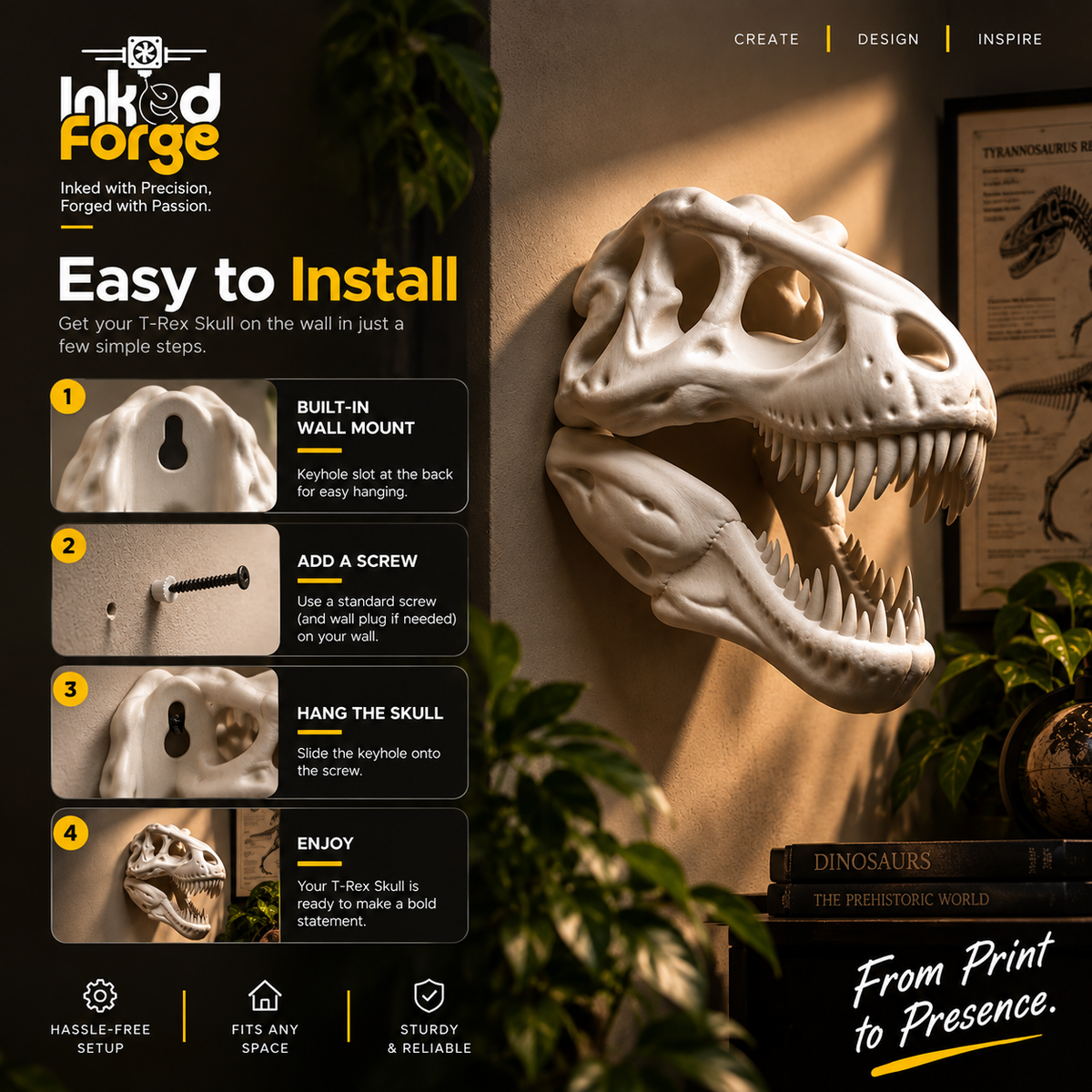 T-Rex Head Skull Wall Art – Tyrannosaurus Rex Dinosaur Wall Décor