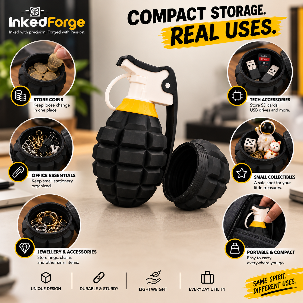 Grenade Secret Storage Box with Flying Handle
