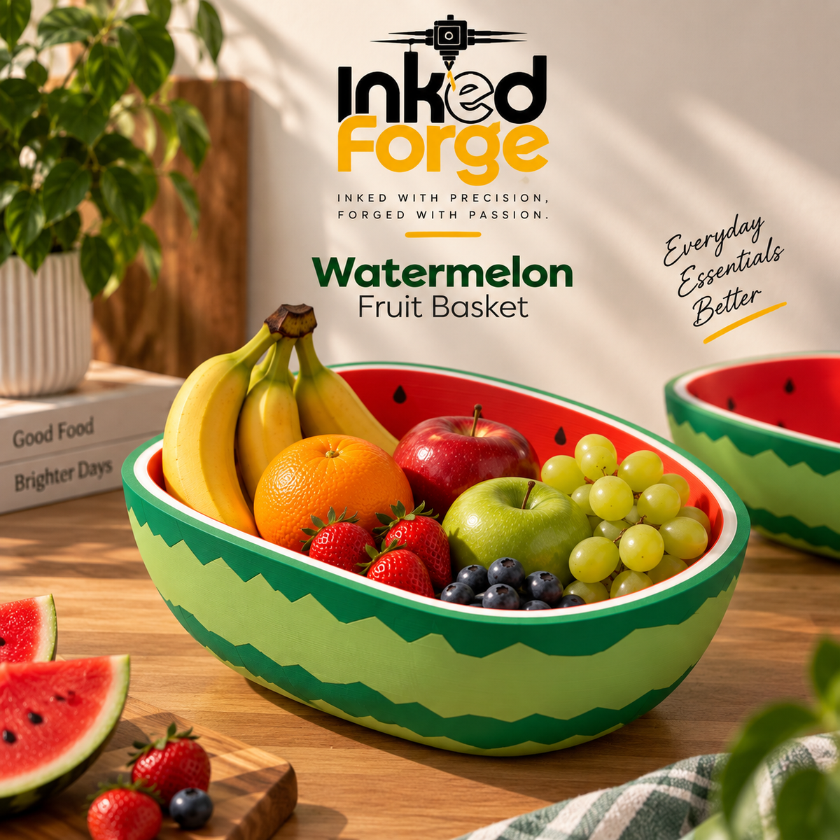 Watermelon Fruit Basket Bowl – Fruit Bowl, Kitchen Organizer & Summer Home Decor