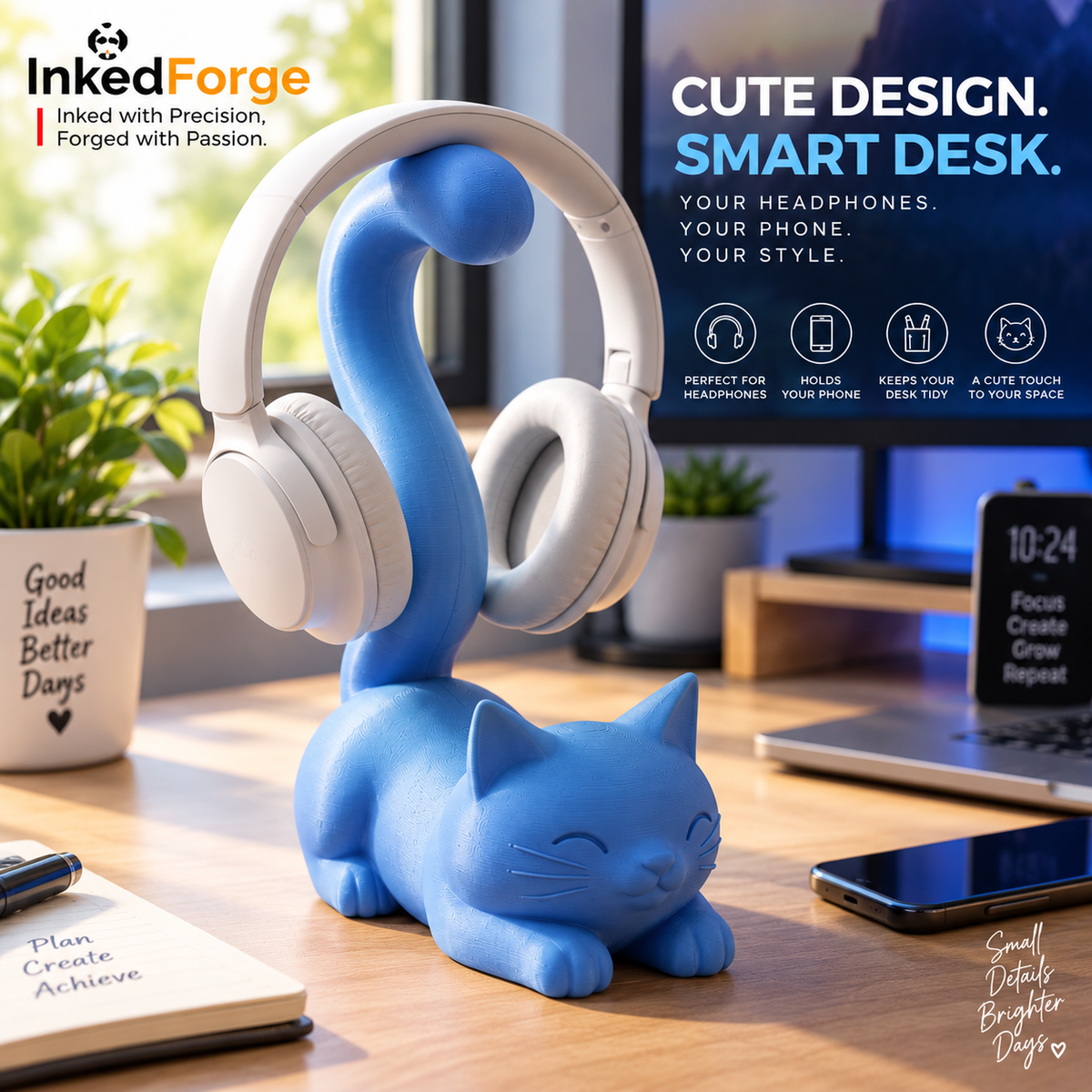 Cute Cat Phone, Headphone & Cable Holder
