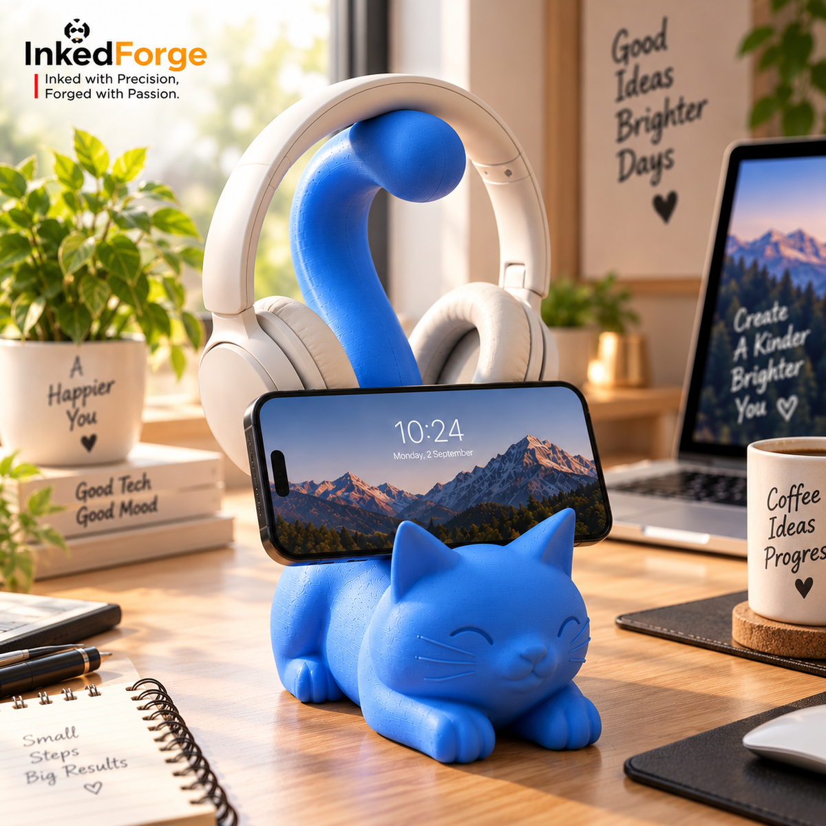 Cute Cat Phone, Headphone & Cable Holder