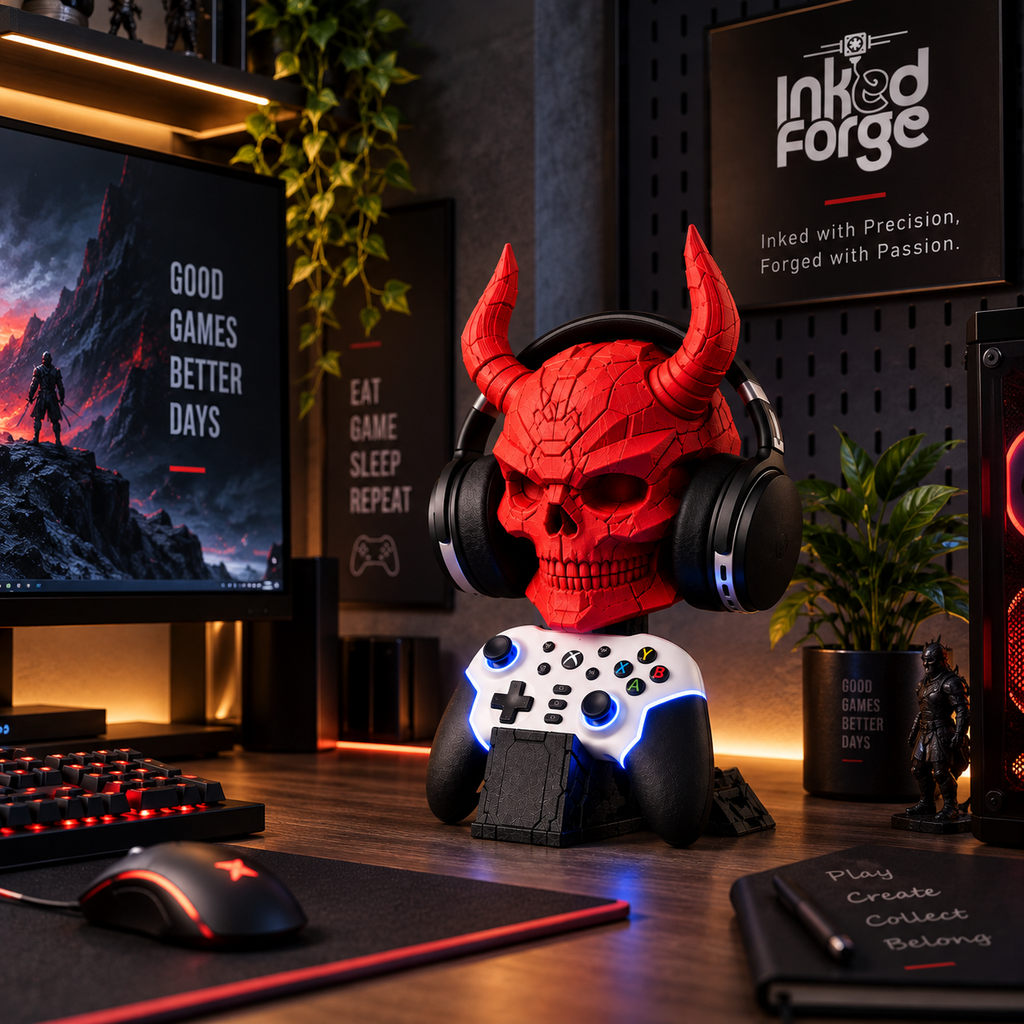 Cyber Skull Gaming Headset & Controller Stand