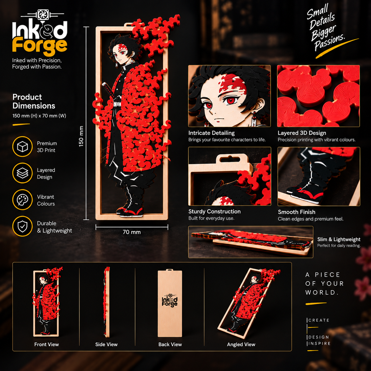 Demon Slayer Tanjiro Framed Bookmark – Anime & Manga Page Marker