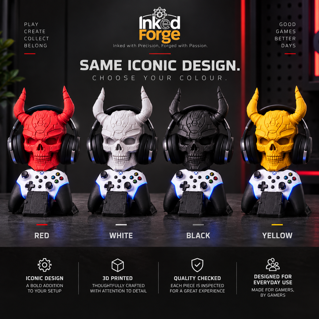 Cyber Skull Gaming Headset & Controller Stand