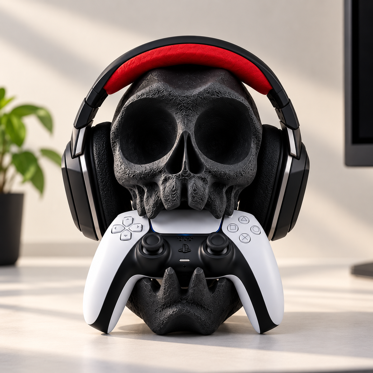 Skull Controller & Headphone Stand – Wall Mounted Gaming Headset & Controller Holder