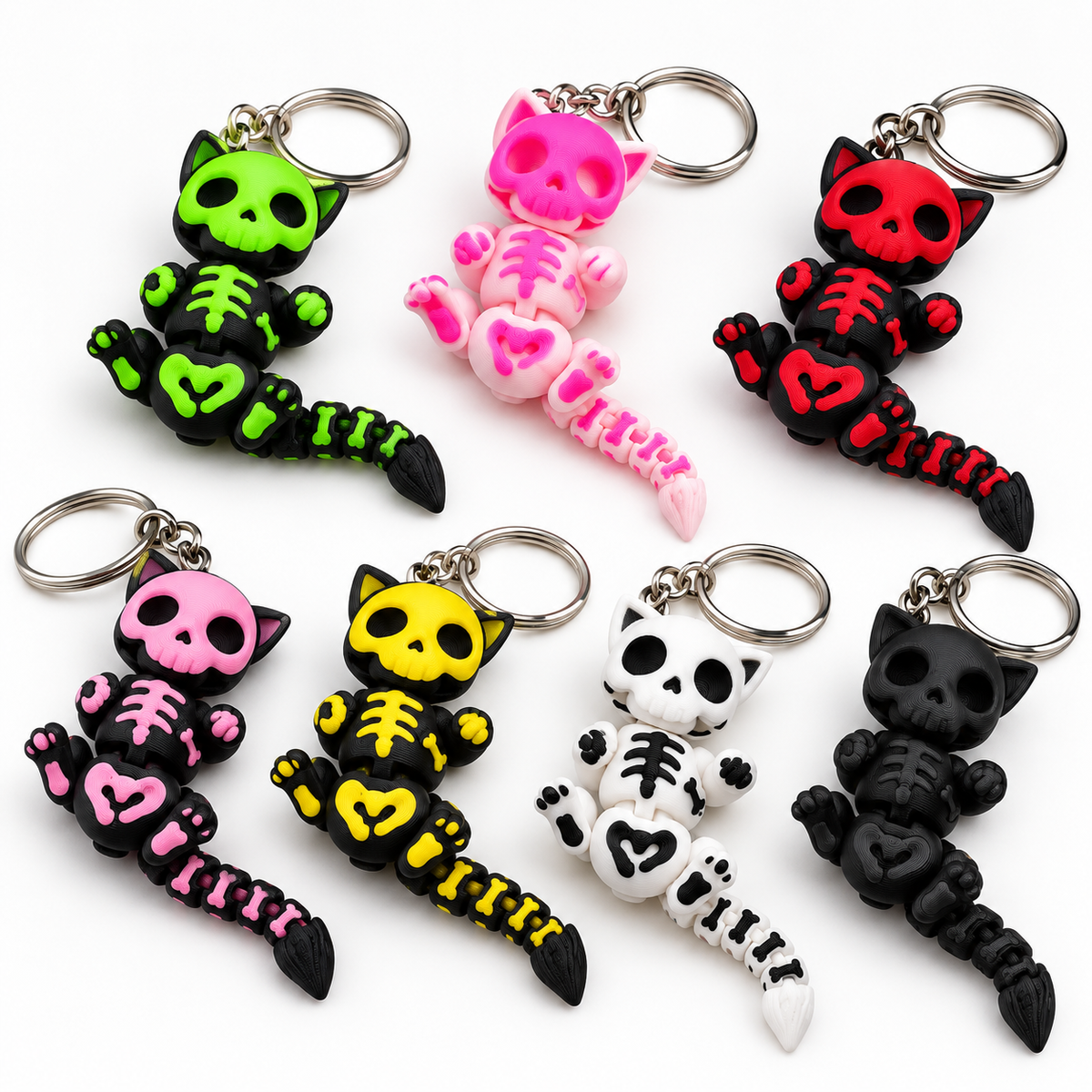 Halloween Spooky Cat – Articulated Skeleton Cat Keychain & Fidget Toy