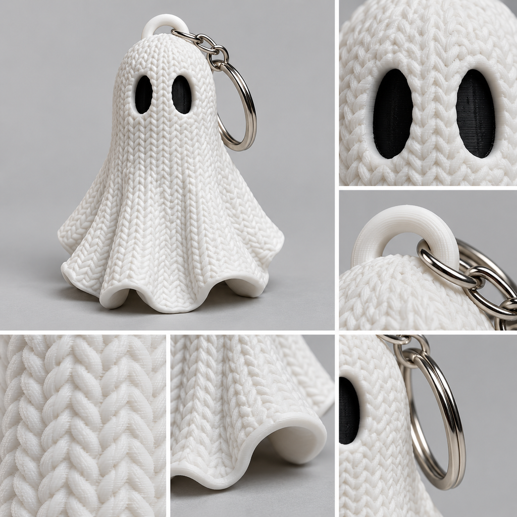 Knitted Ghost Keychain – Spooky Halloween Toy & Cute Bag Charm