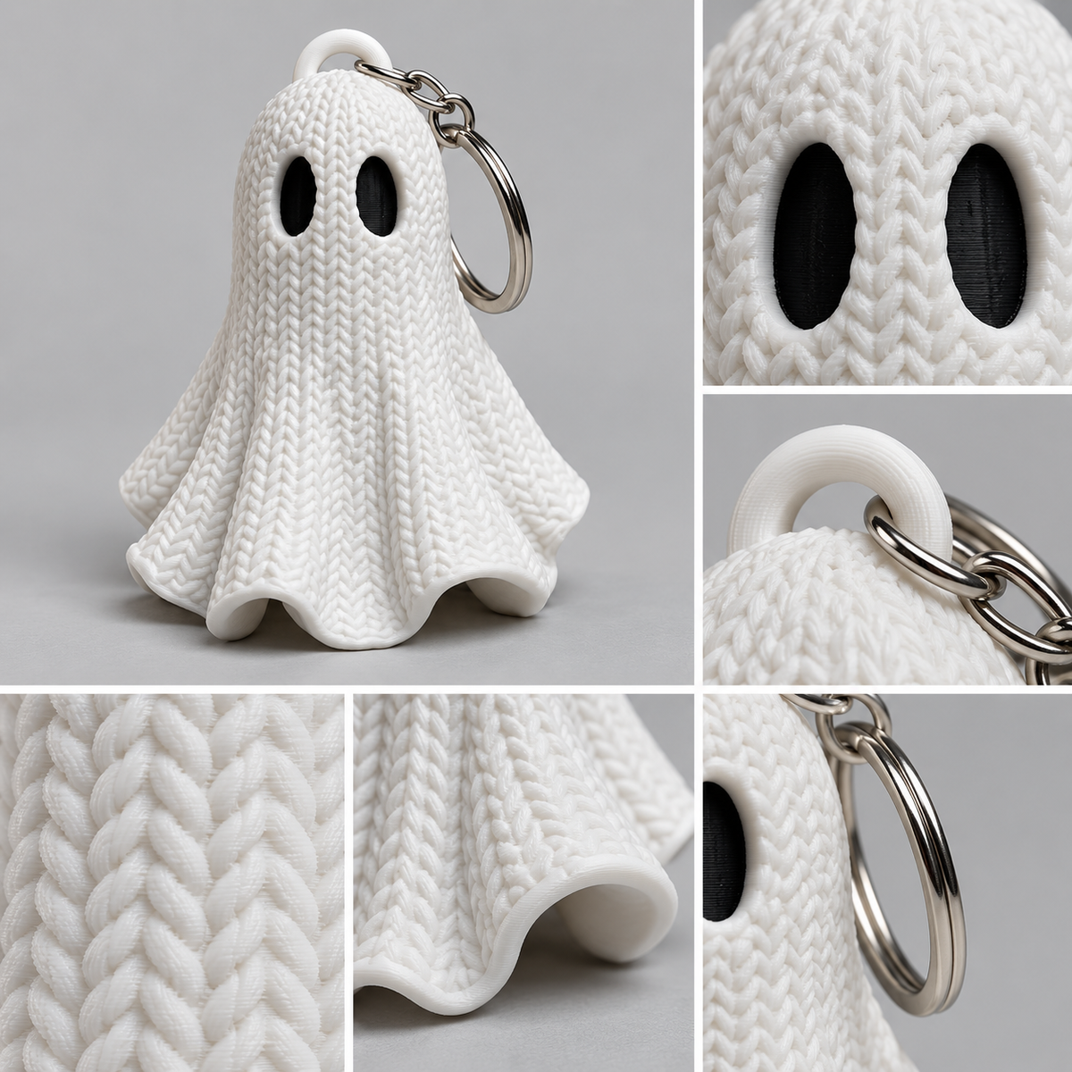 Knitted Ghost Keychain – Spooky Halloween Toy & Cute Bag Charm