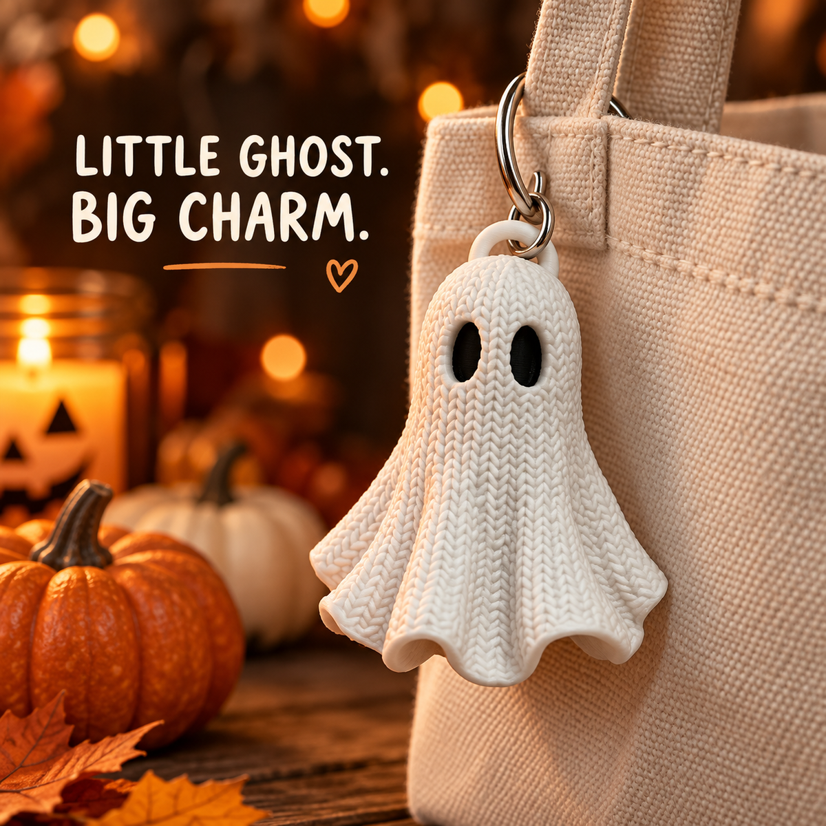 Knitted Ghost Keychain – Spooky Halloween Toy & Cute Bag Charm