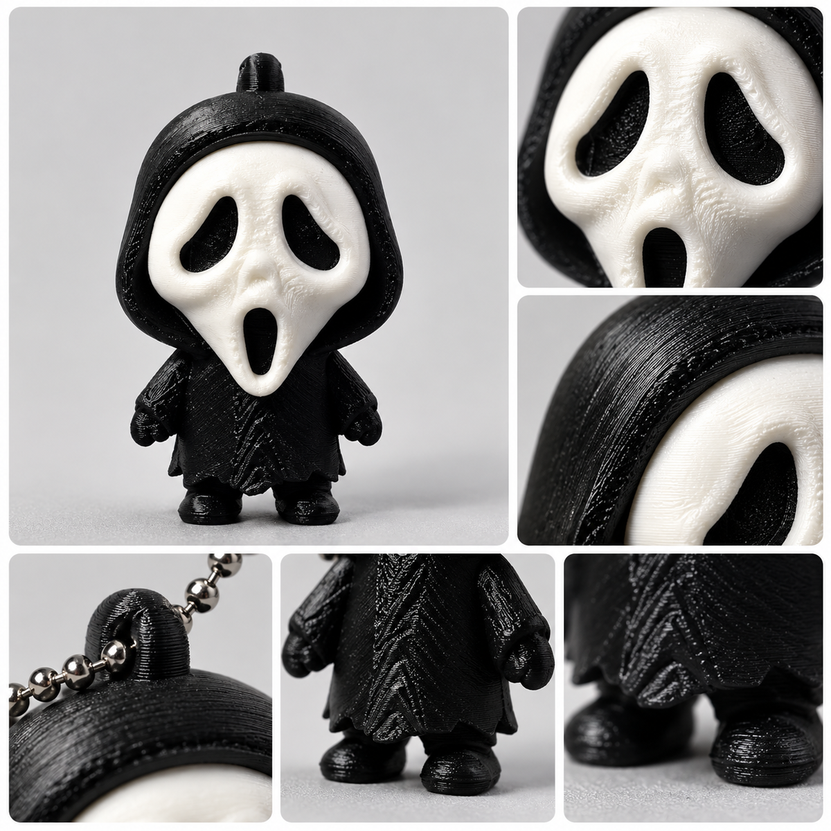 Mini Ghostface Keychain – Spooky Horror Character Toy & Bag Charm