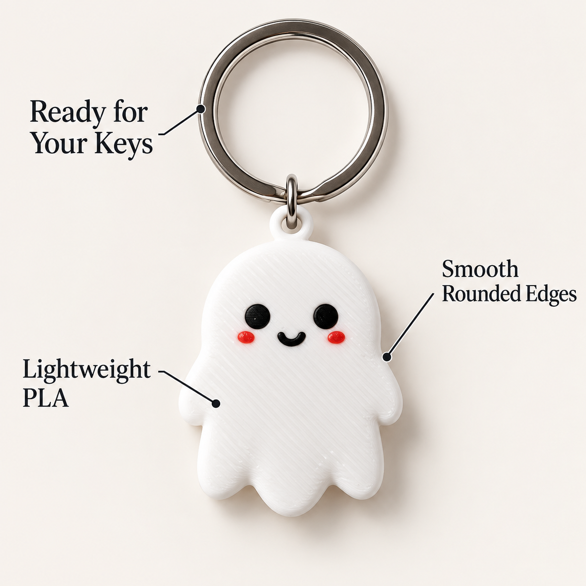 Cute Ghost Keychain – Spooky Ghost Keyring & Bag Charm