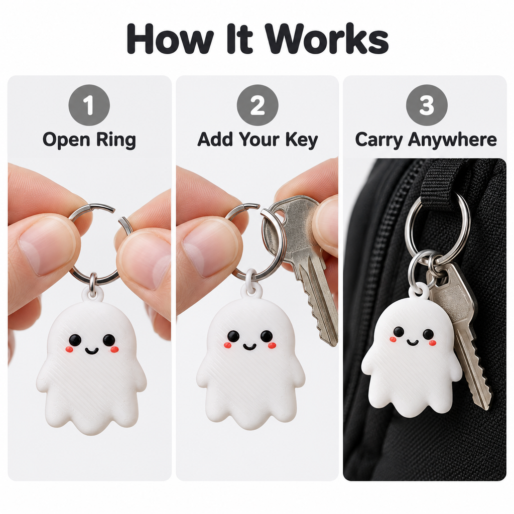 Cute Ghost Keychain – Spooky Ghost Keyring & Bag Charm