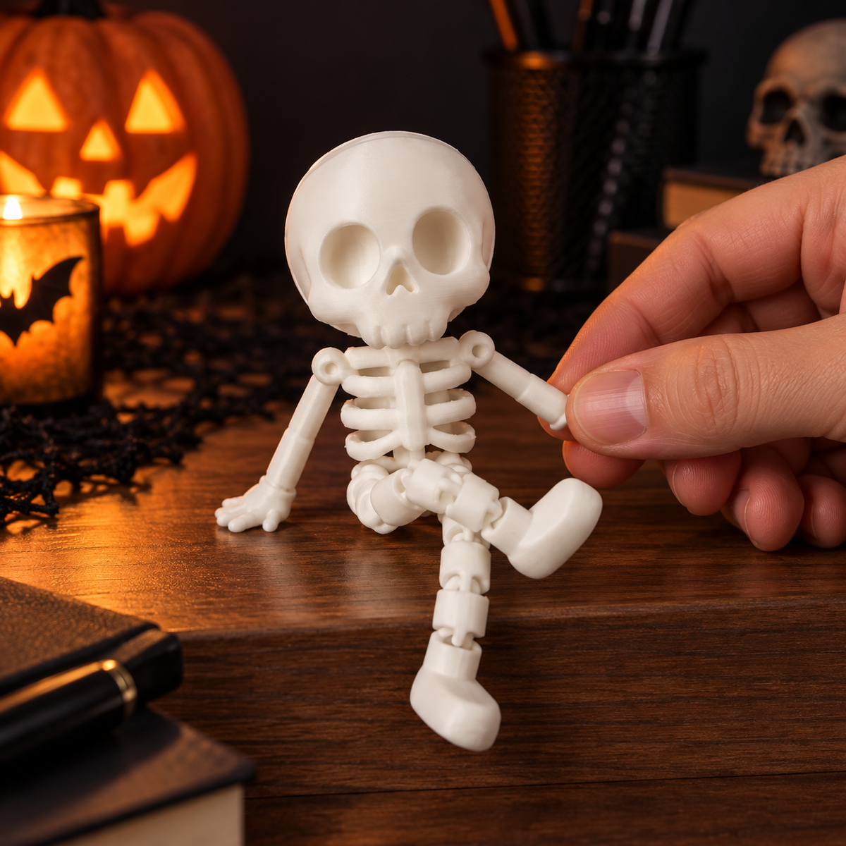 Articulated Skeleton Action Figure – Poseable Skull Fidget Toy & Desk Buddy