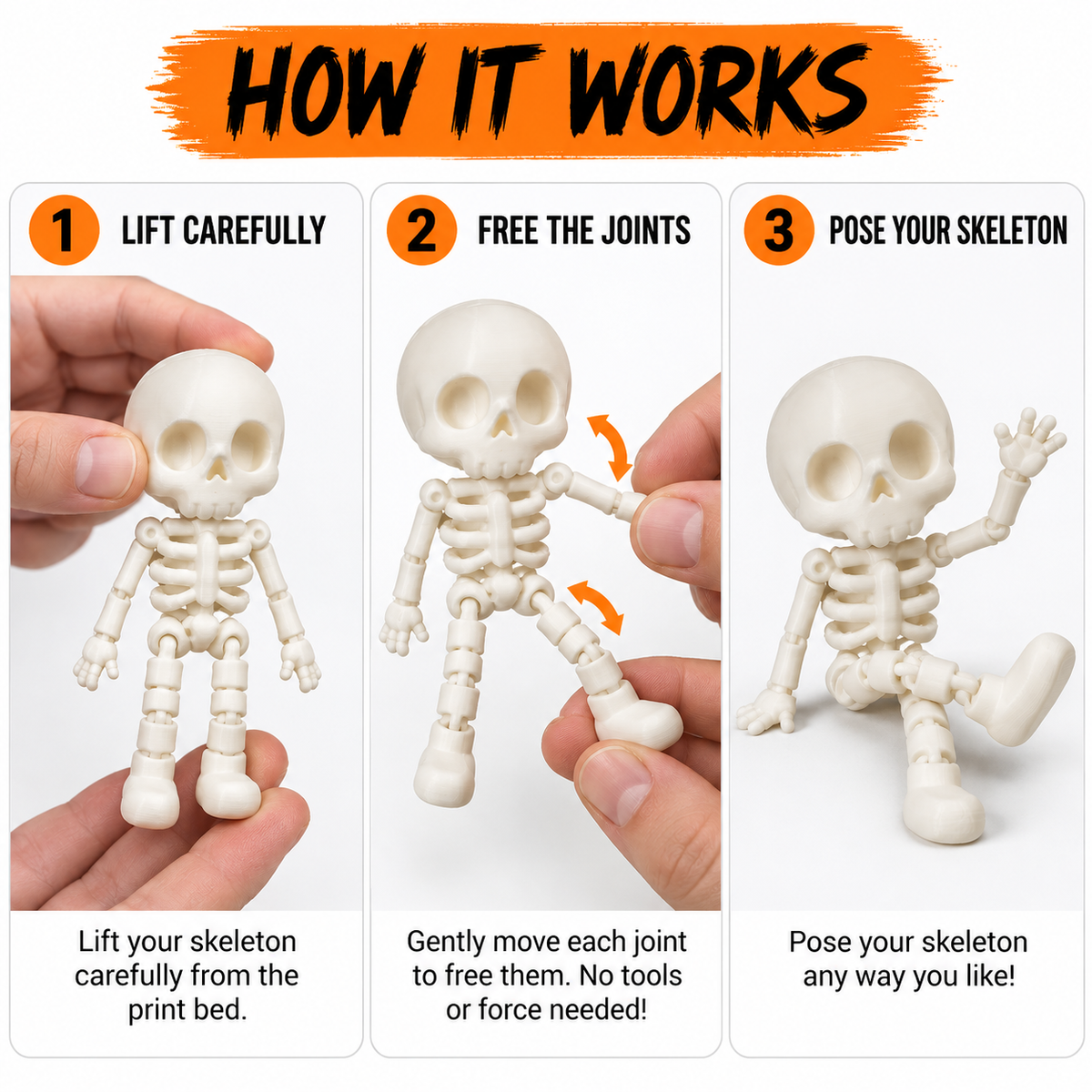 Articulated Skeleton Action Figure – Poseable Skull Fidget Toy & Desk Buddy