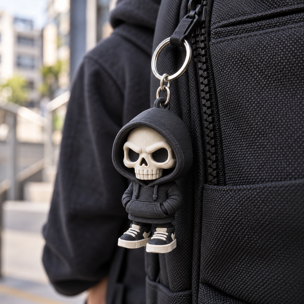 Street Skull Keychains – Action Toy Hoodie Figures & Skull Bag Charms