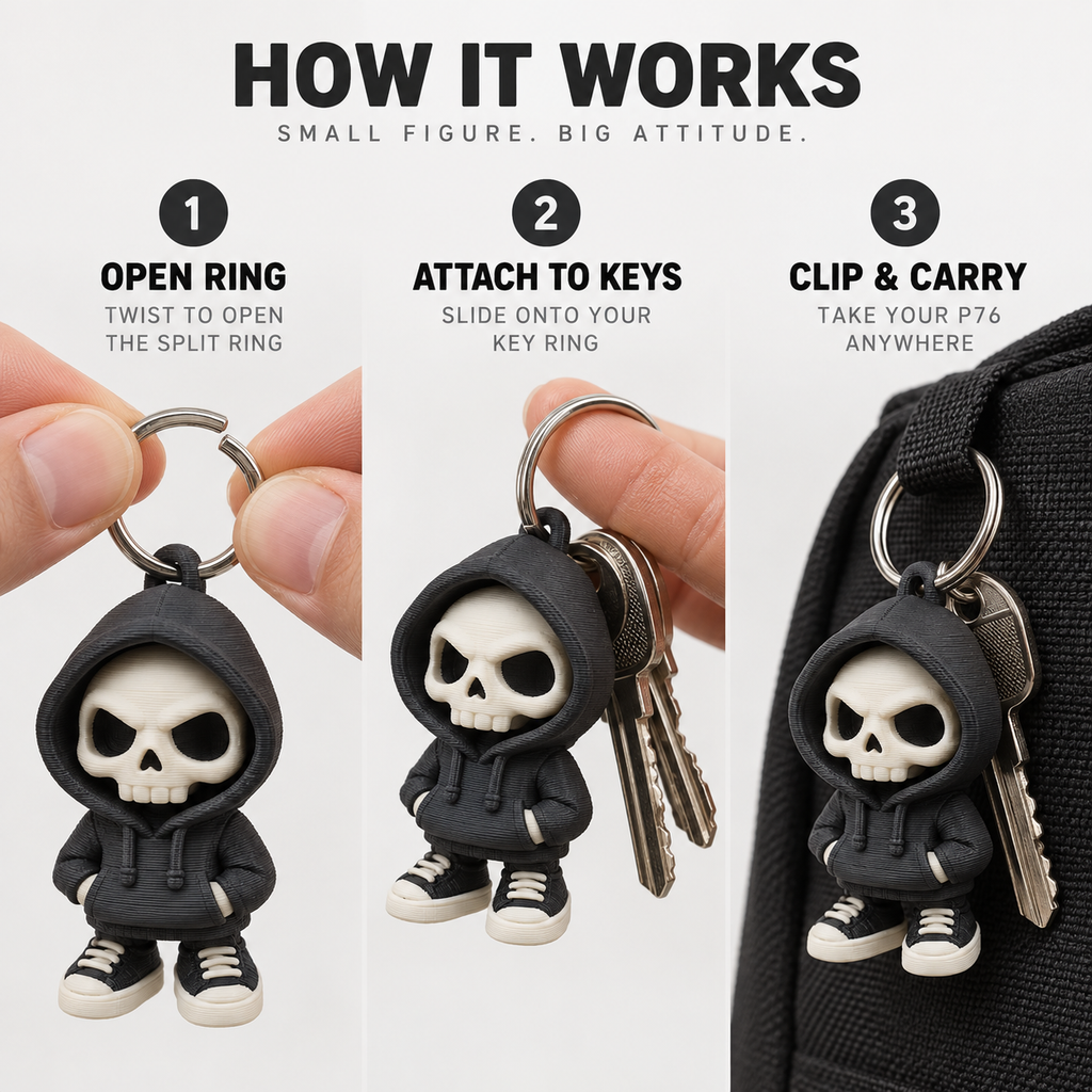 Street Skull Keychains – Action Toy Hoodie Figures & Skull Bag Charms