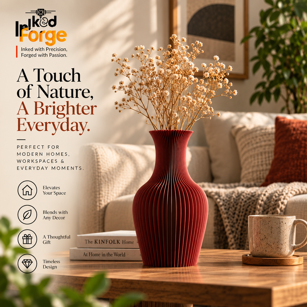 Japandi Ribbed Decorative Vase