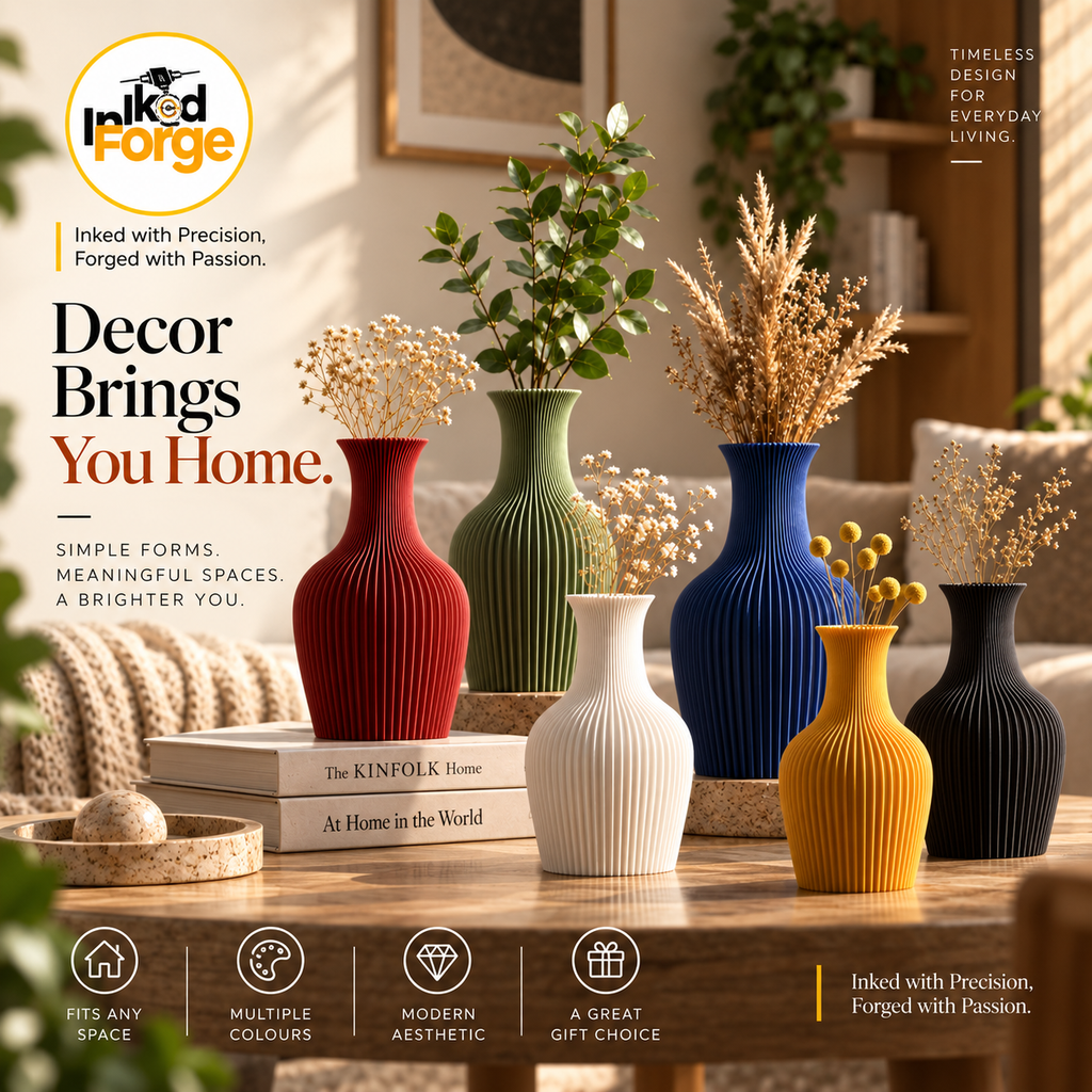 Japandi Ribbed Decorative Vase